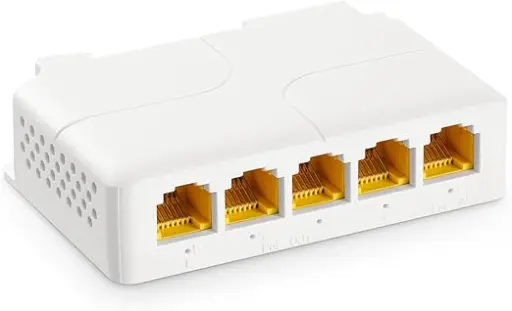 Extender PoE Gigabit a 5 porte con 1 PoE in 4 uscite PoE